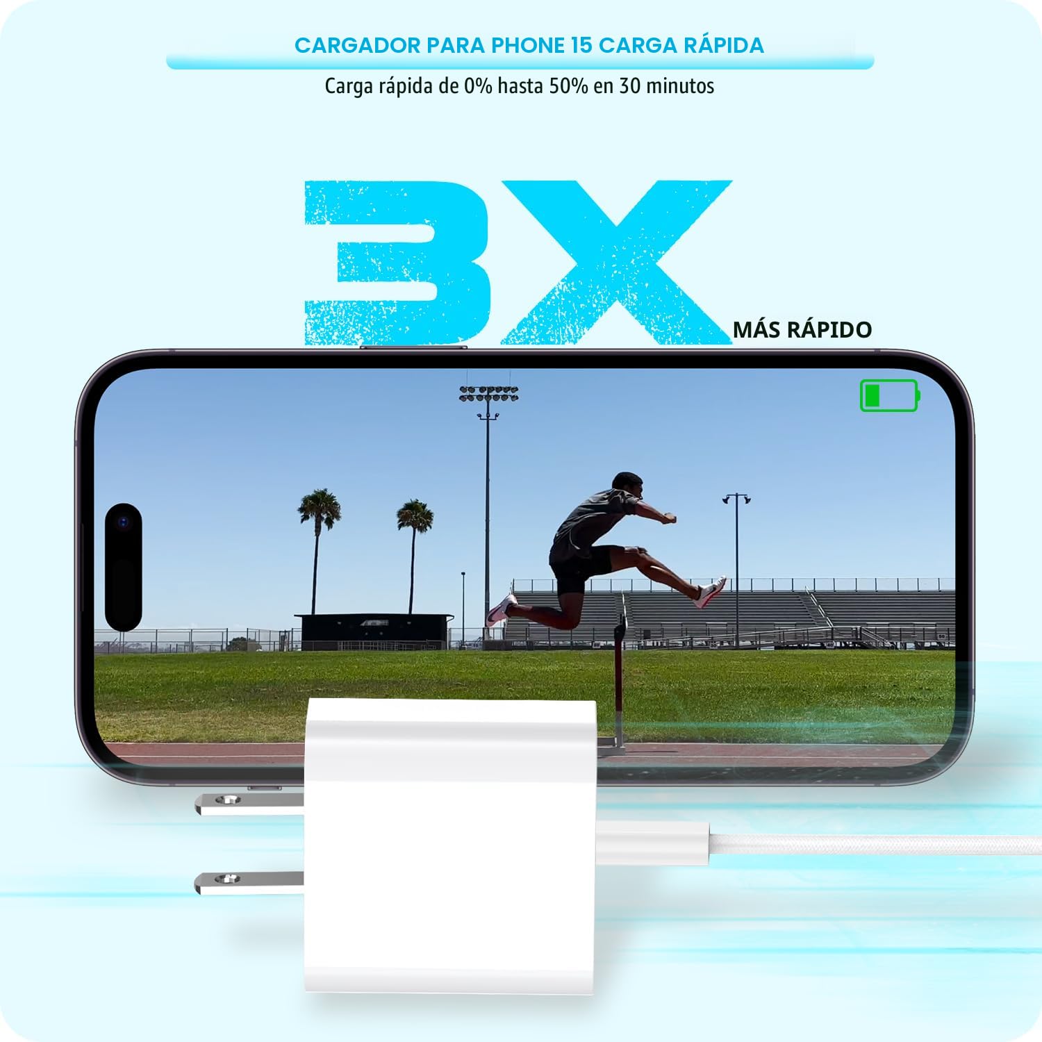 Cargador rápido para iPhone 17 16 15, paquete de 3 unidades USB C i...