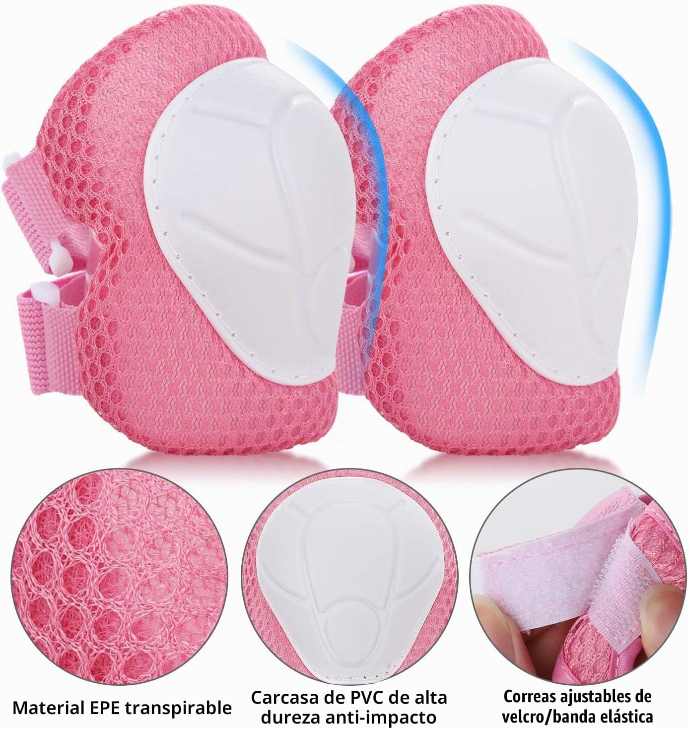 WayEee Juego de casco de bicicleta para niños, rodilleras, equipo d...