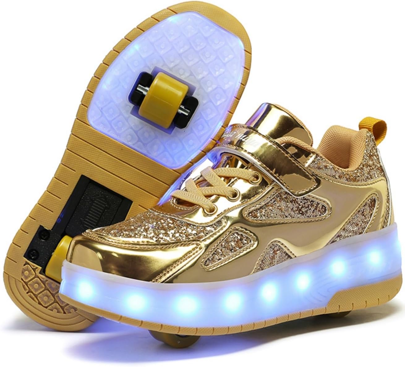 HOVERKICKES Zapatos de patinaje LED para niños y niñas, tenis con r...
