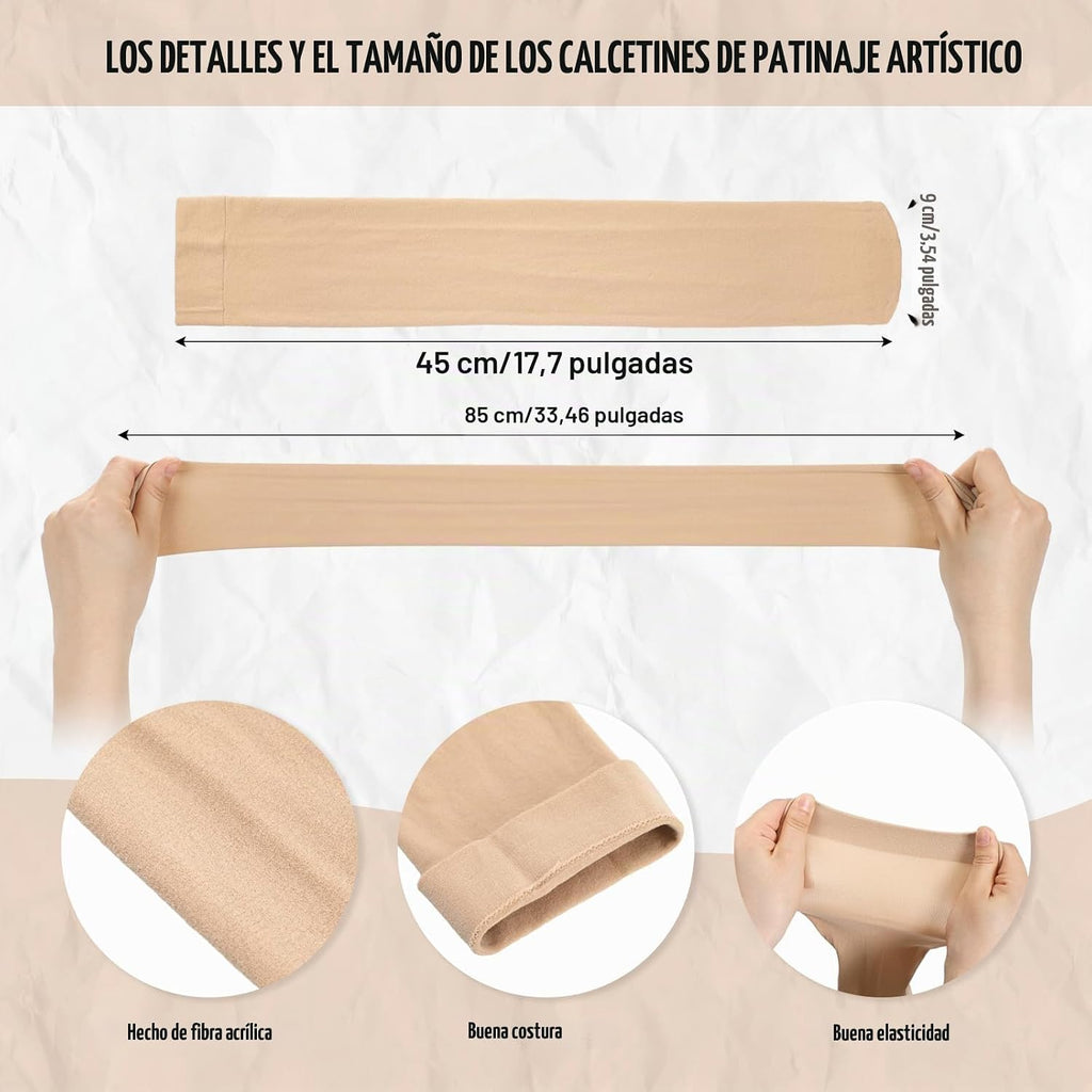 Toulite 12 pares de calcetines de patinaje artístico, calcetines de...