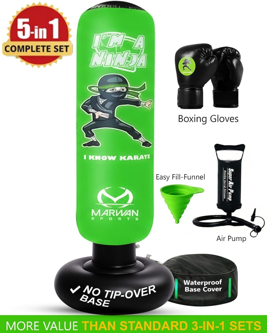 Marwan Sports Ninja - Saco de boxeo para niños, juguete sensorial i...