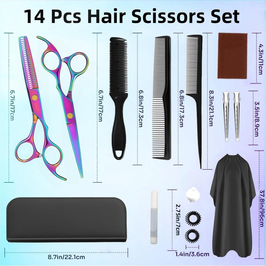 Juego de tijeras de corte de pelo, kit profesional de tijeras de co...