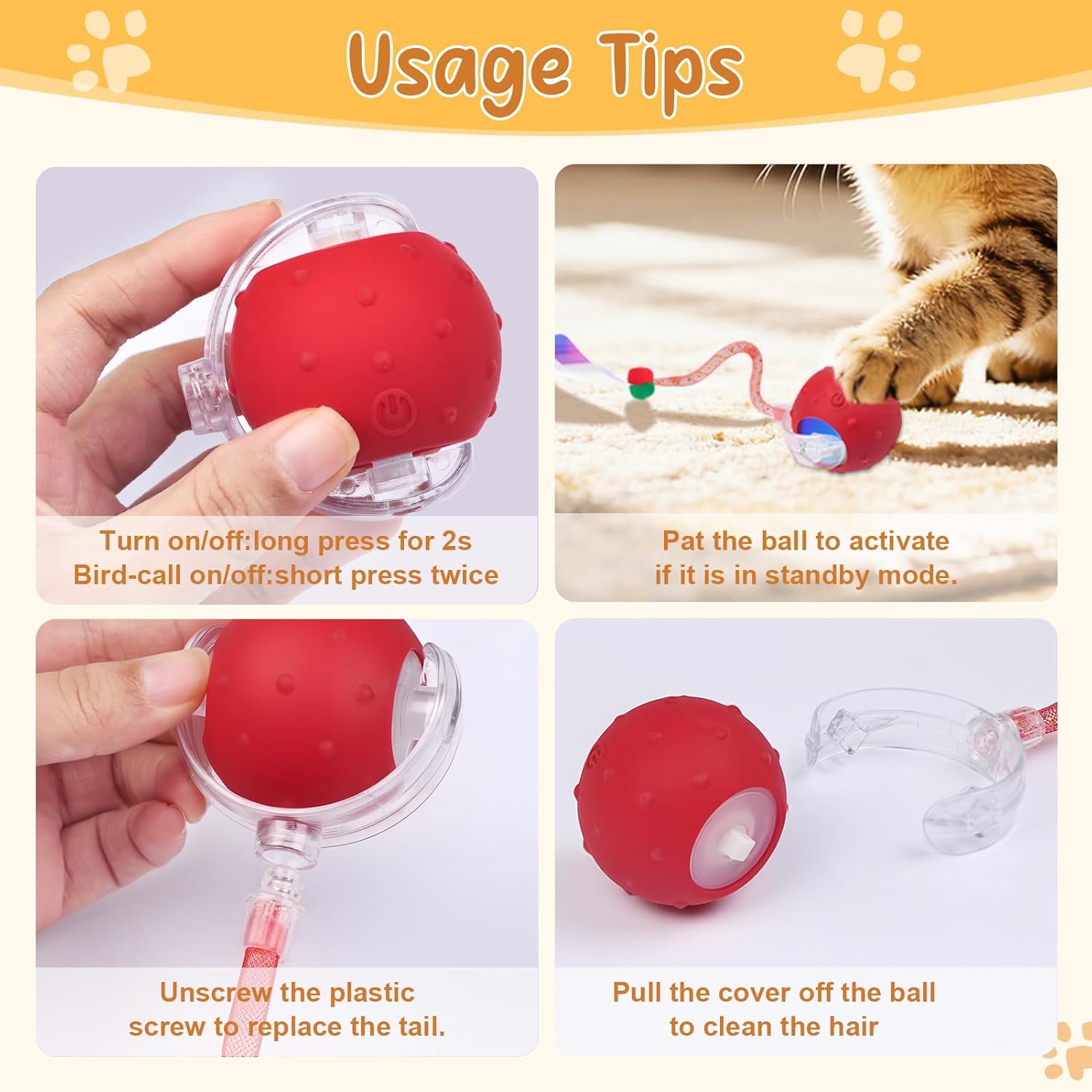 Juguete de Bola para Gatos Interactivo, Juguete Eléctrico Recargabl...