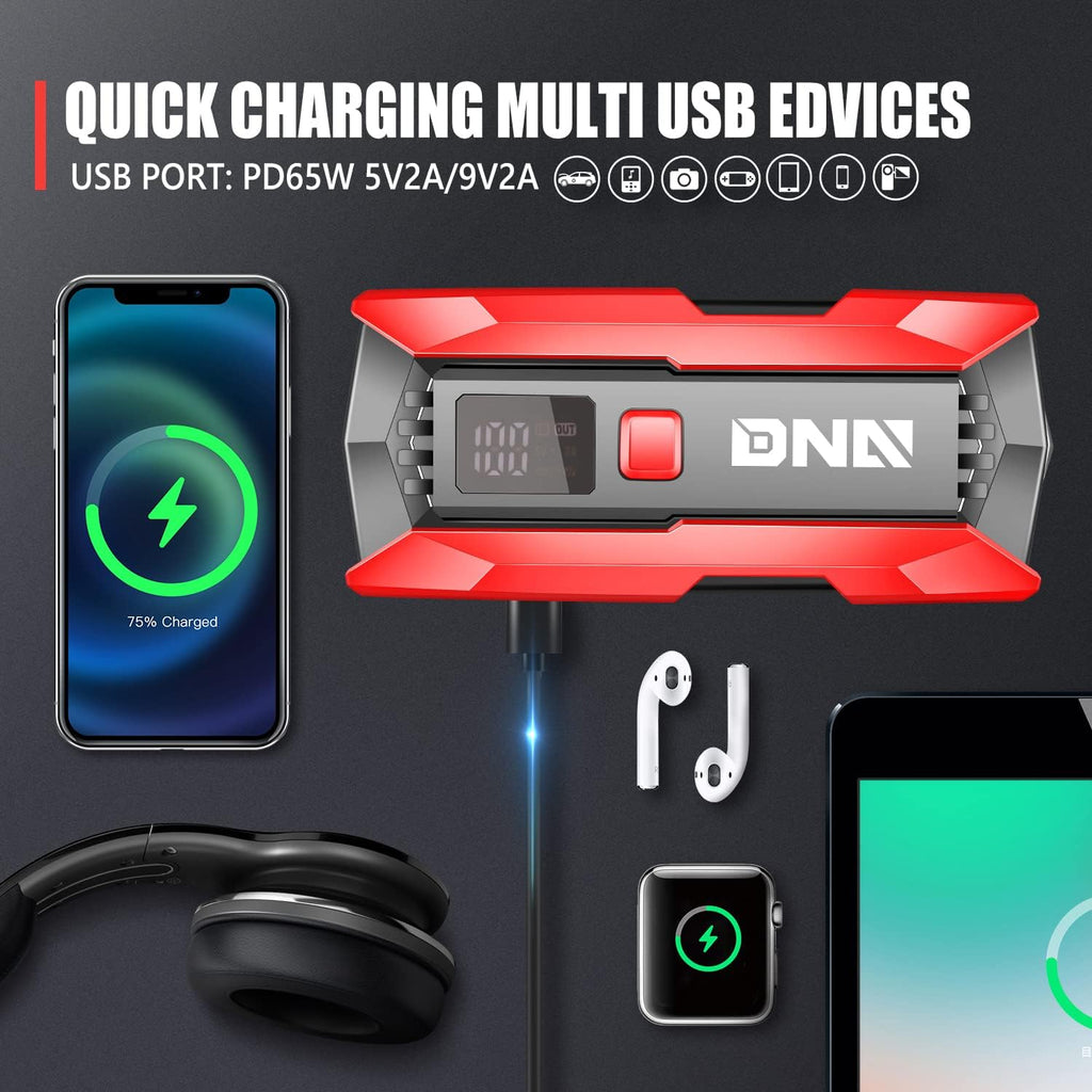 DNA Motoring Batería de coche portátil multifunción de 12 V 2000 A...