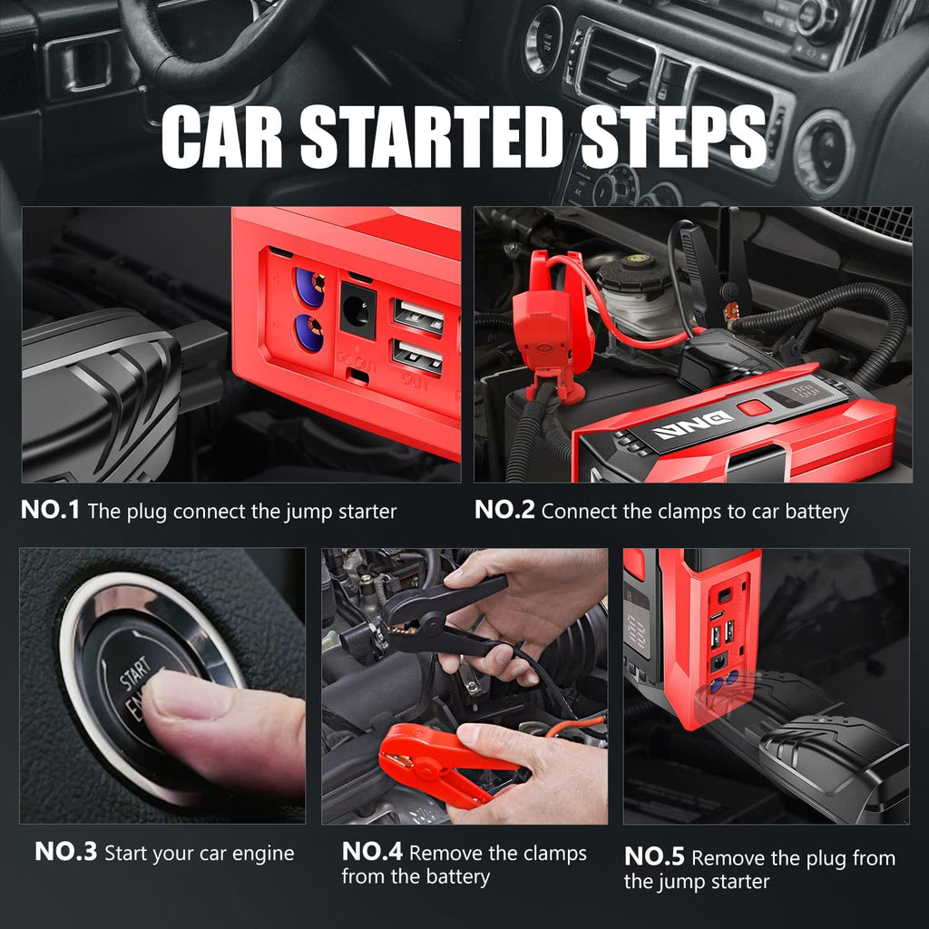 DNA Motoring Batería de coche portátil multifunción de 12 V 2000 A...
