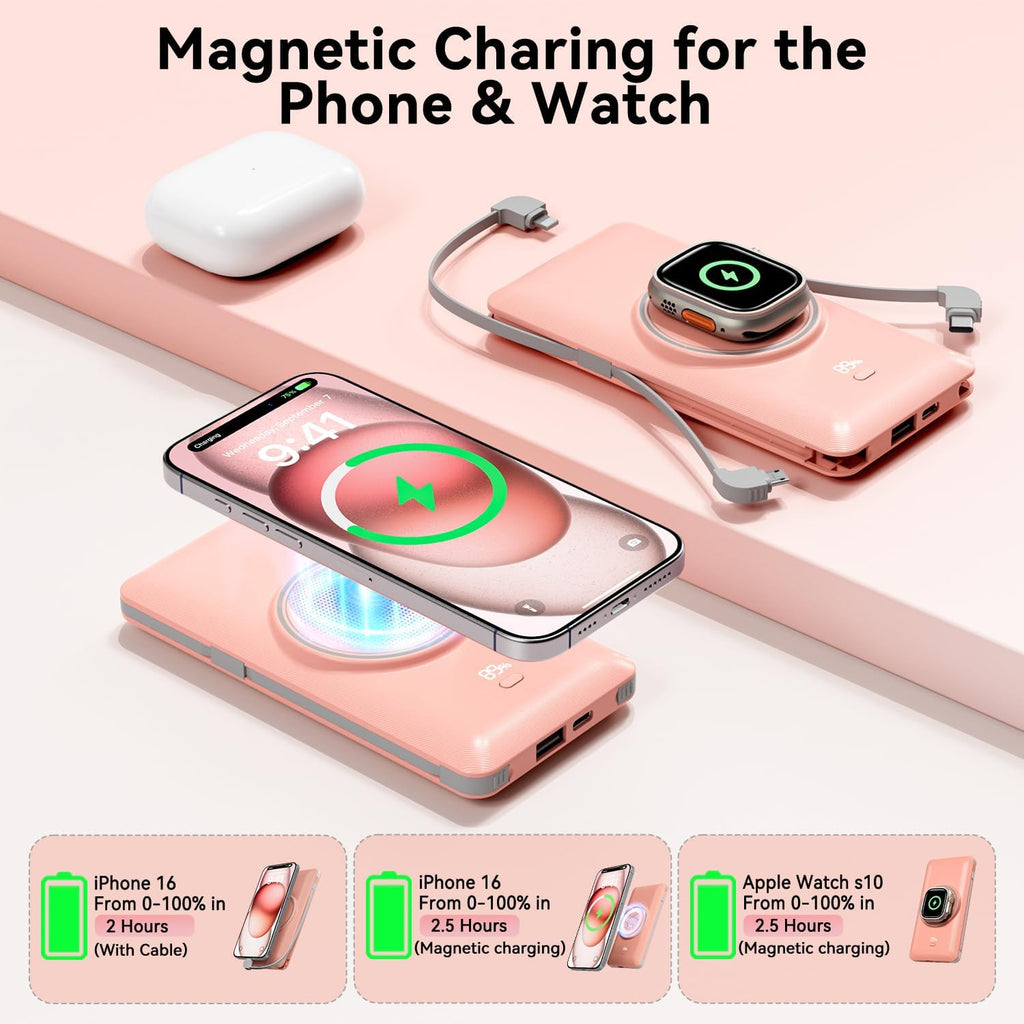 Cargador portátil magnético de 10000 mAh para iWatch y iPhone, 22.5...