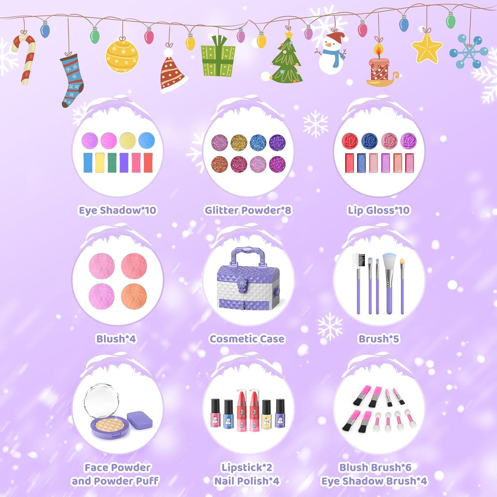 GirlsHome Kit de maquillaje infantil de 57 piezas para niñas, no tó...