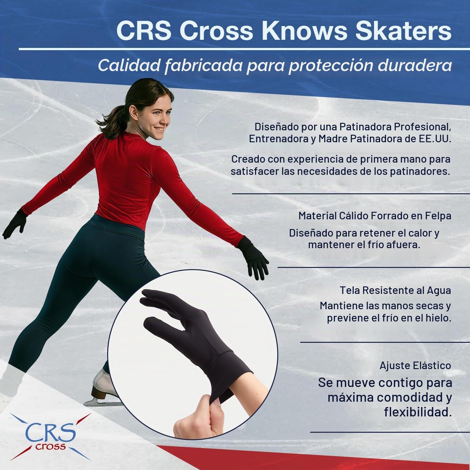 CRS Cross Padded Ice Skating Gloves. Warm Padded Protection. Figure...