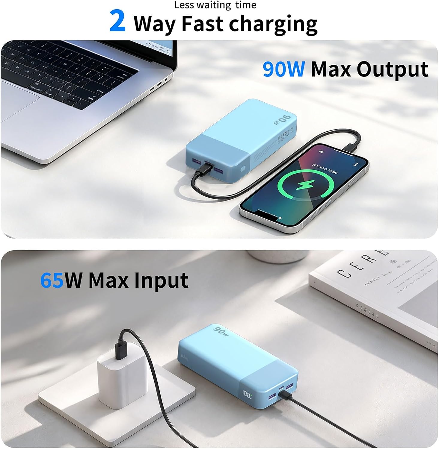 NOBIS Banco de energía de 90 W, 20,000 mAh, cargador portátil para...