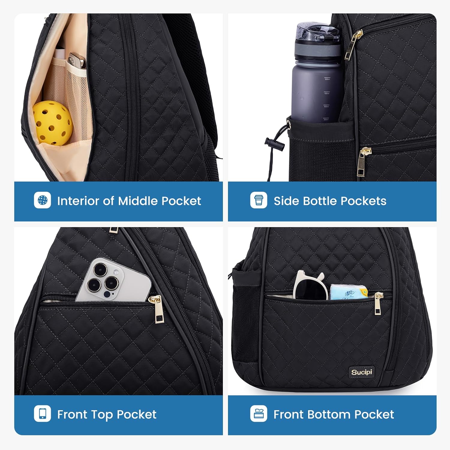 Mochila de pickleball para mujeres Sucipi - Bolsa cruzada con acolc...
