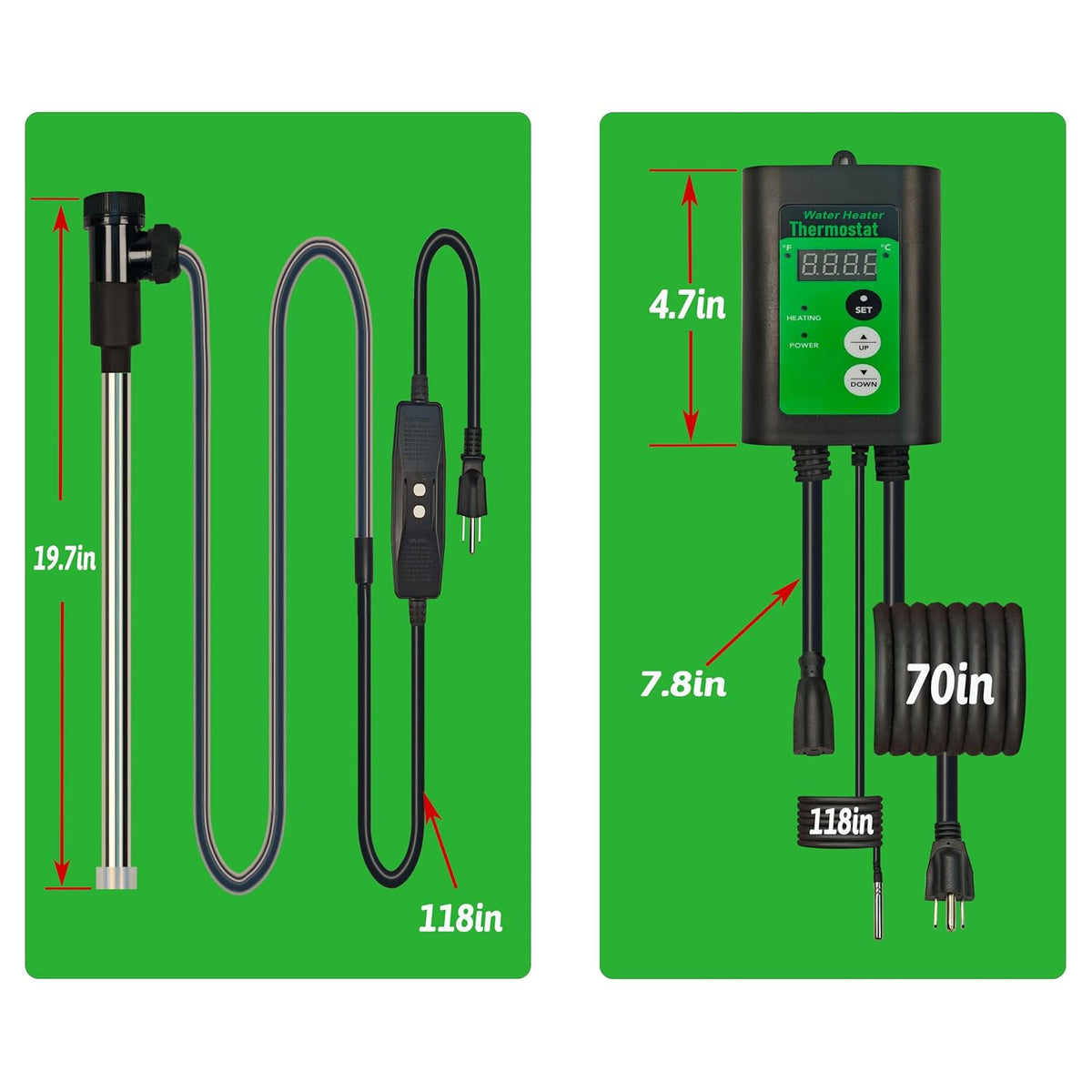 Calentador de agua de inmersión de 3500 W 240 V para bañera de hidr...