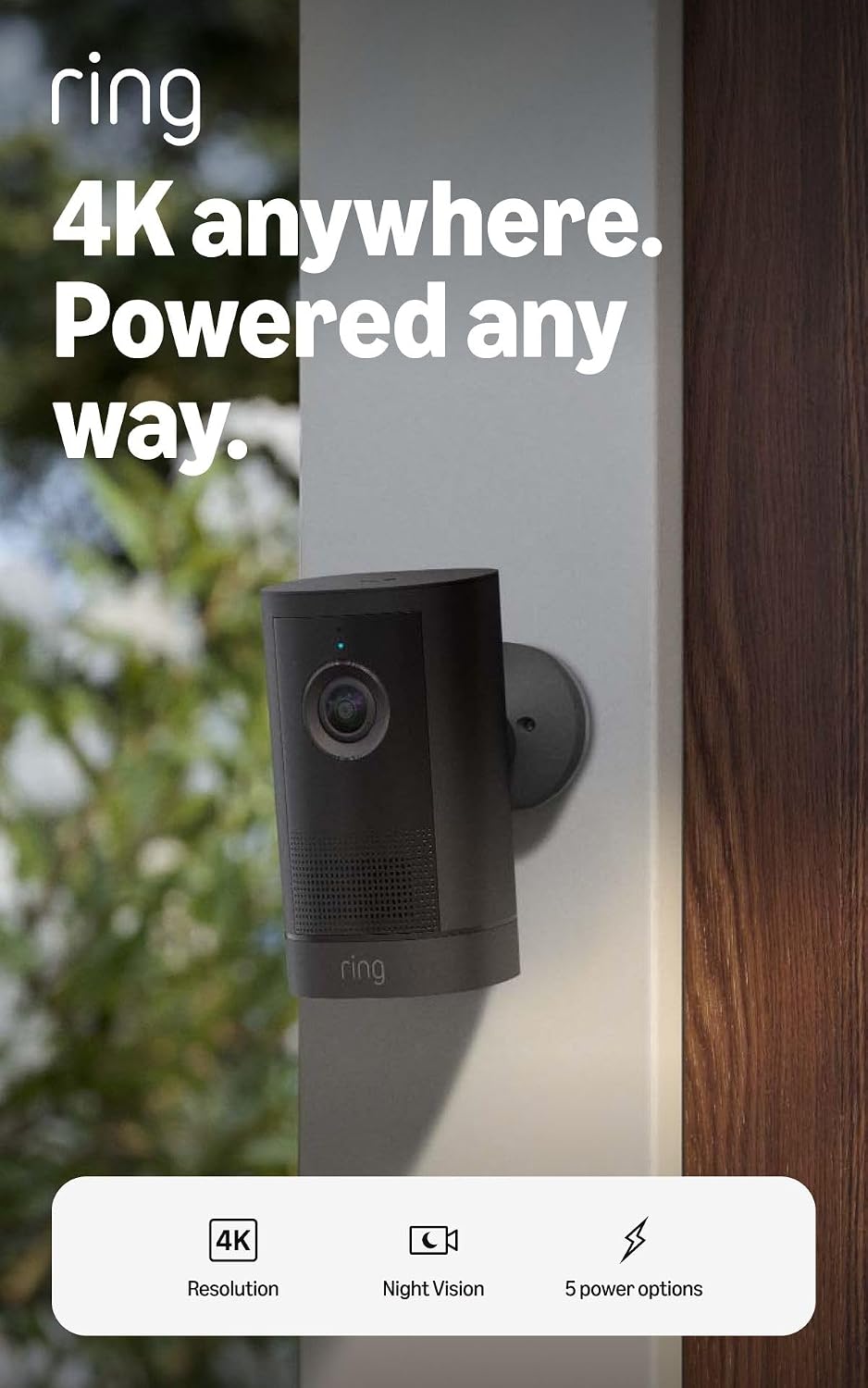 Ring Outdoor Cam 4K Plus (modelo más reciente), con batería, color...