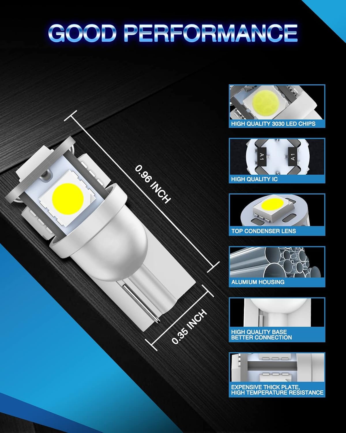 Marsauto 194 - Bombilla LED 6000K blanca 168 T10 2825 W5W 5SMD, bom...