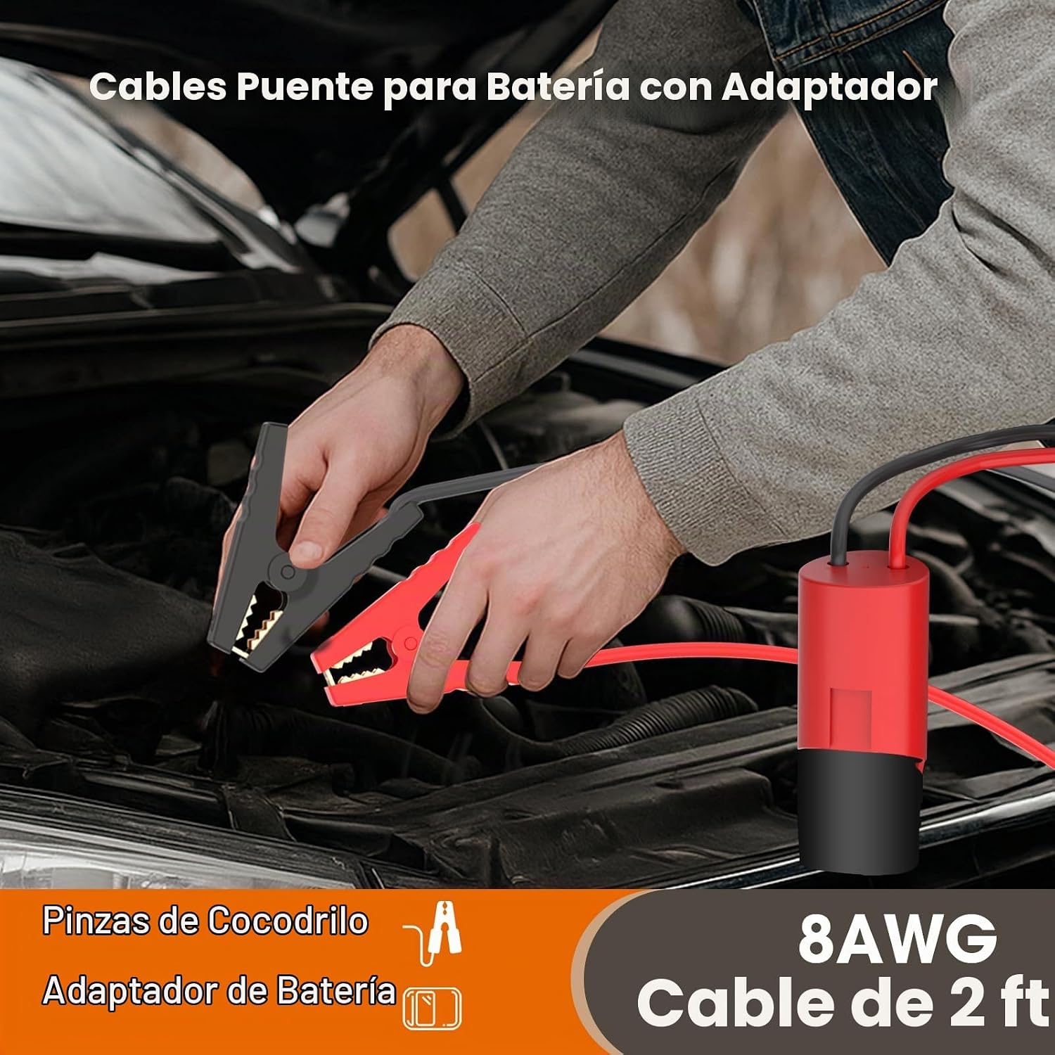 Cables de puente para automóvil con adaptador compatibles con bater...