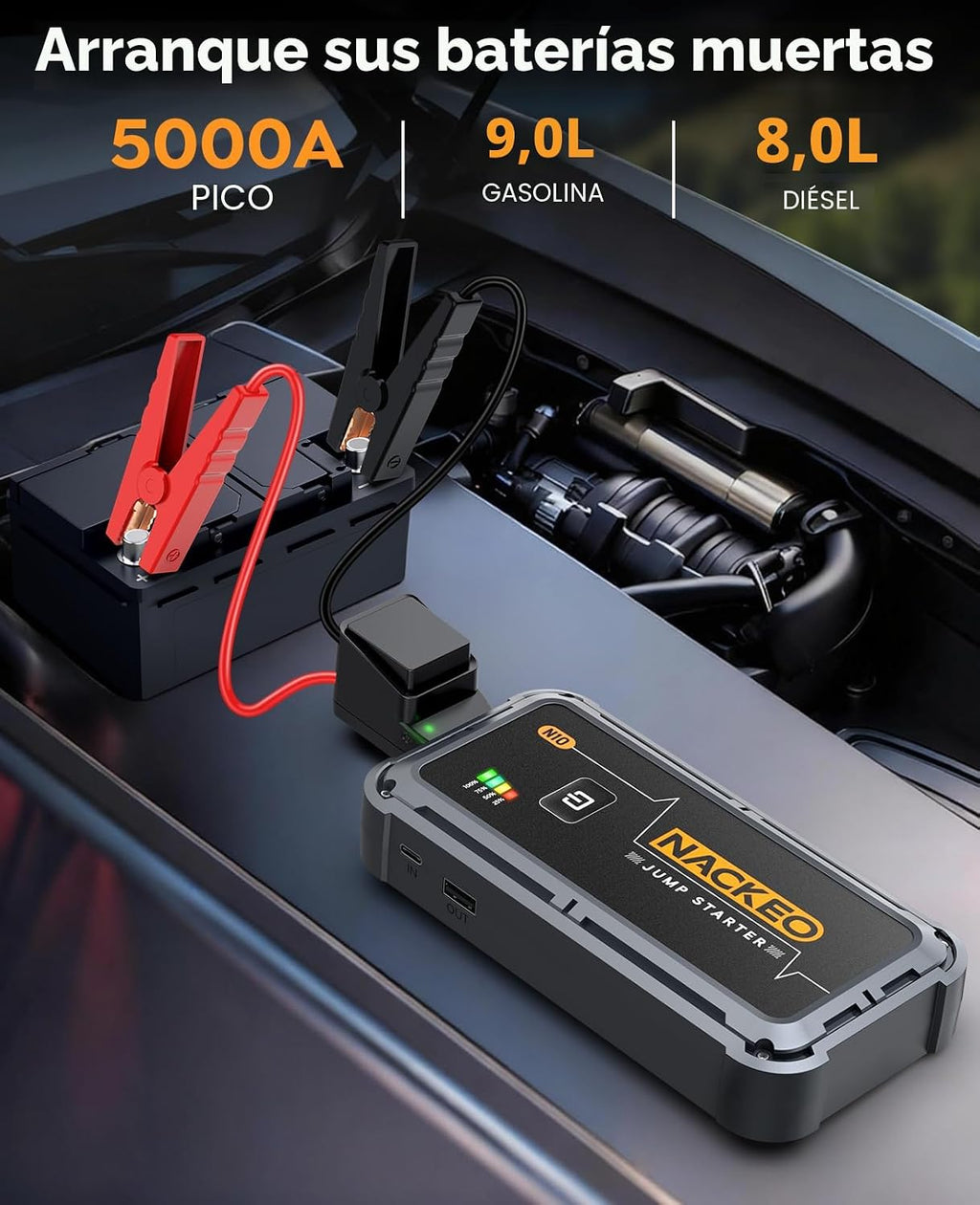 NACKEO Batería portátil de arranque de coche 5000A Paquete de bater...