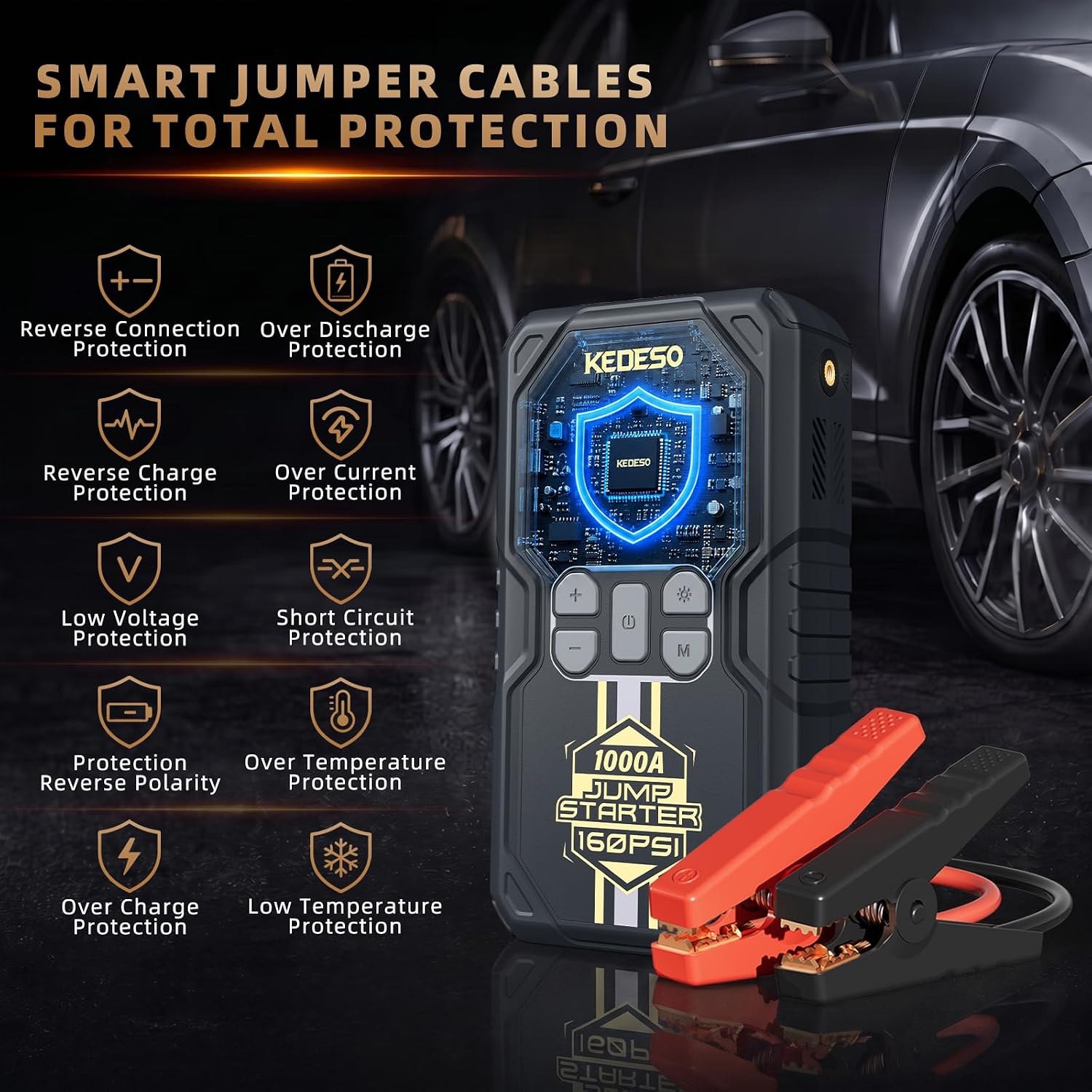 Arrancador de batería para automóvil con compresor de aire 160PSI,...
