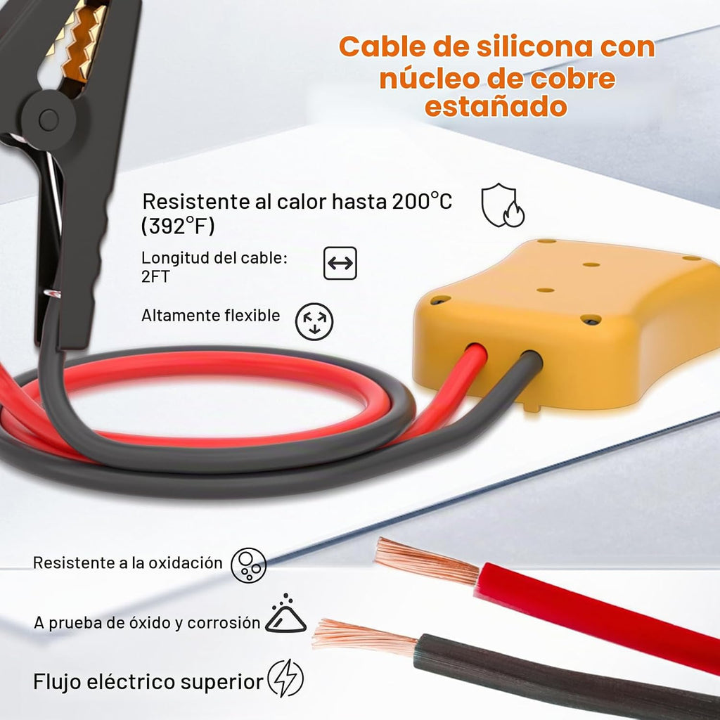Cables de puente para auto con adaptador compatible con baterías DE...