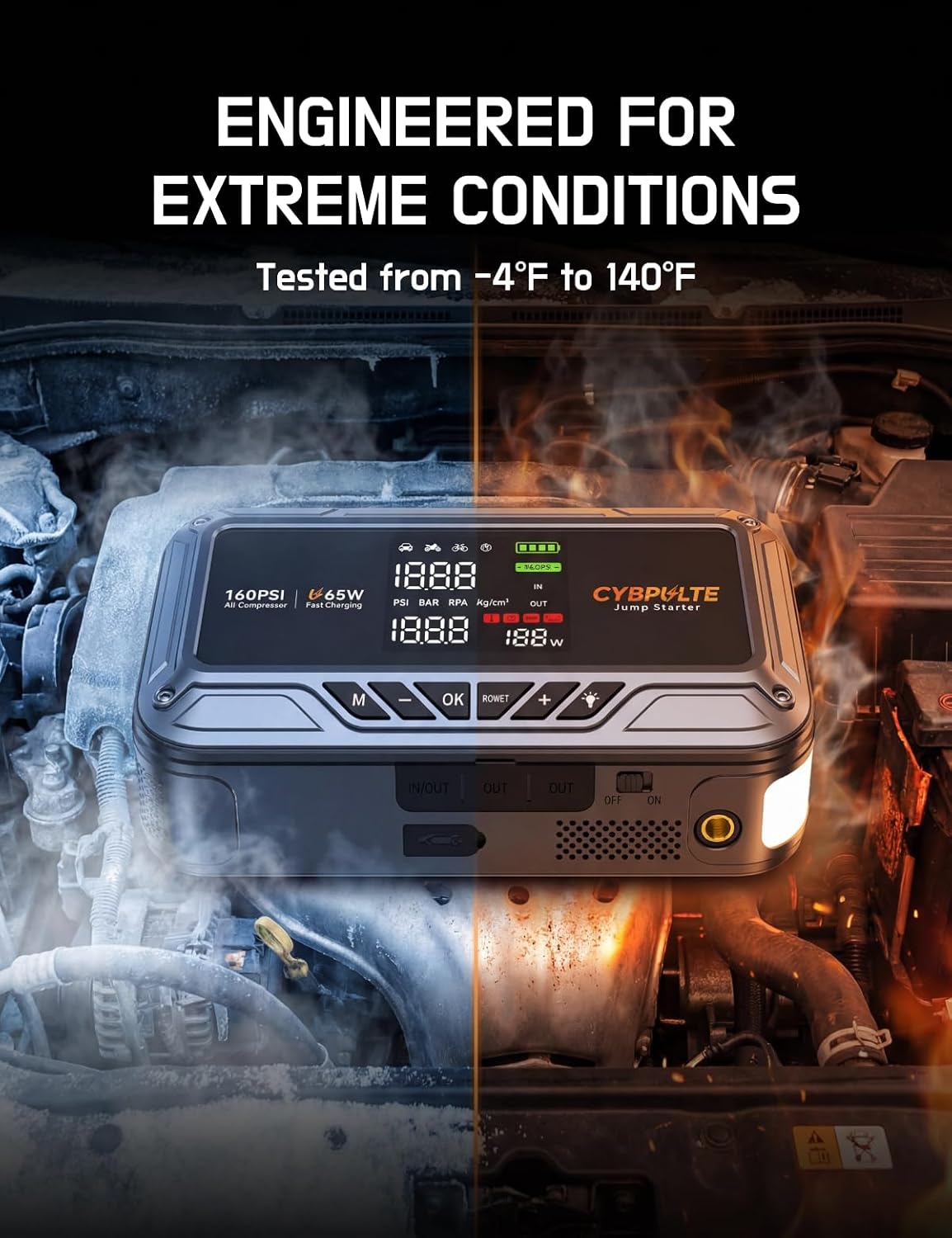 CYBPULTE Arrancador con compresor de aire 8000A 160 PSI, 65W USB-C...