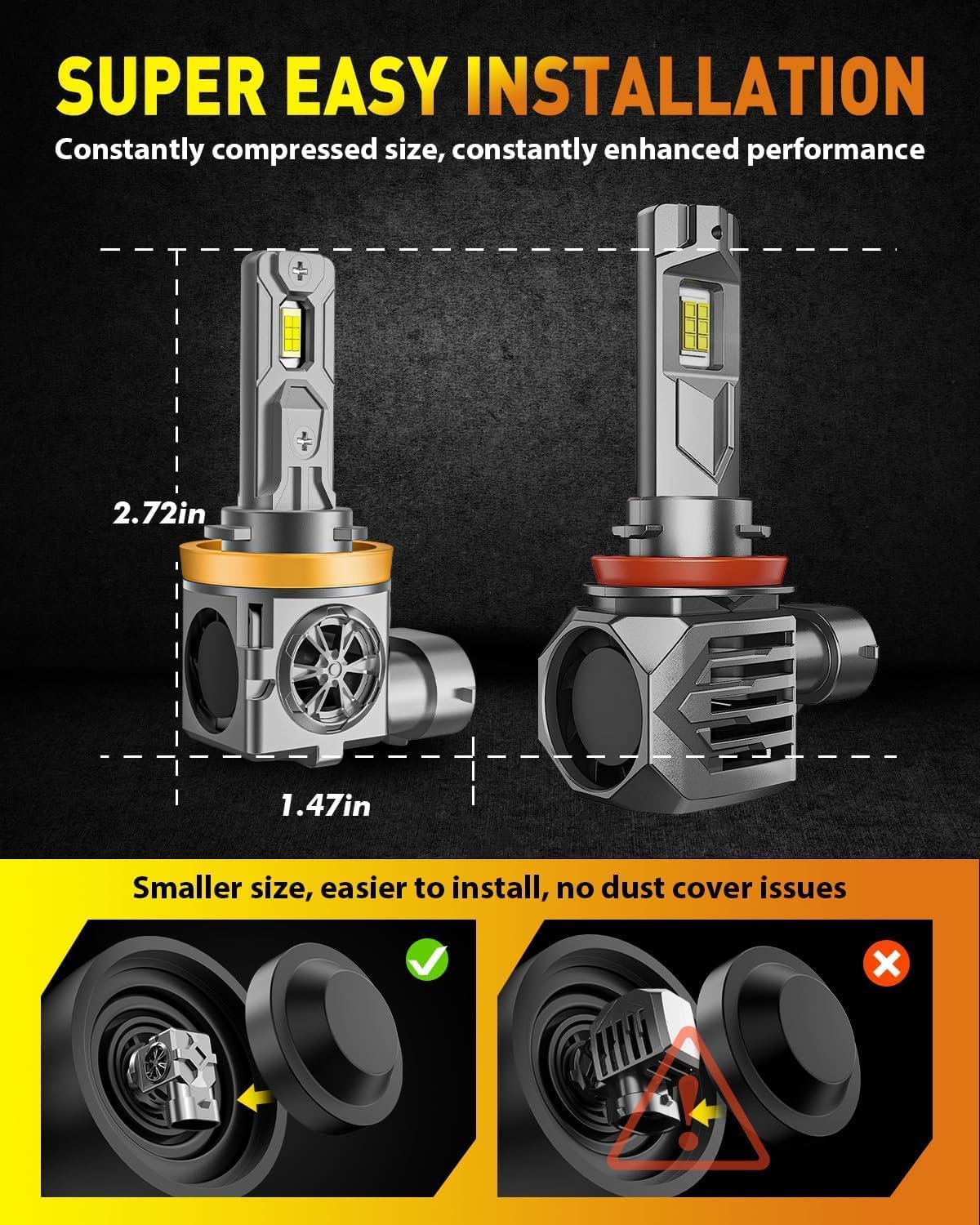Termitor Combo de bombillas H11 9005 2026, 150,000 lm superbrillant...