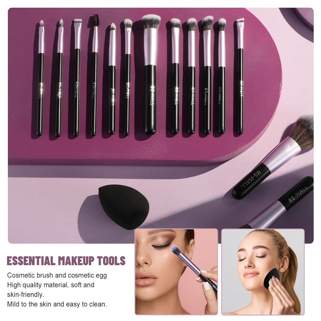BS-MALL - Juego de 14 brochas de maquillaje con 1 esponja de maquil...