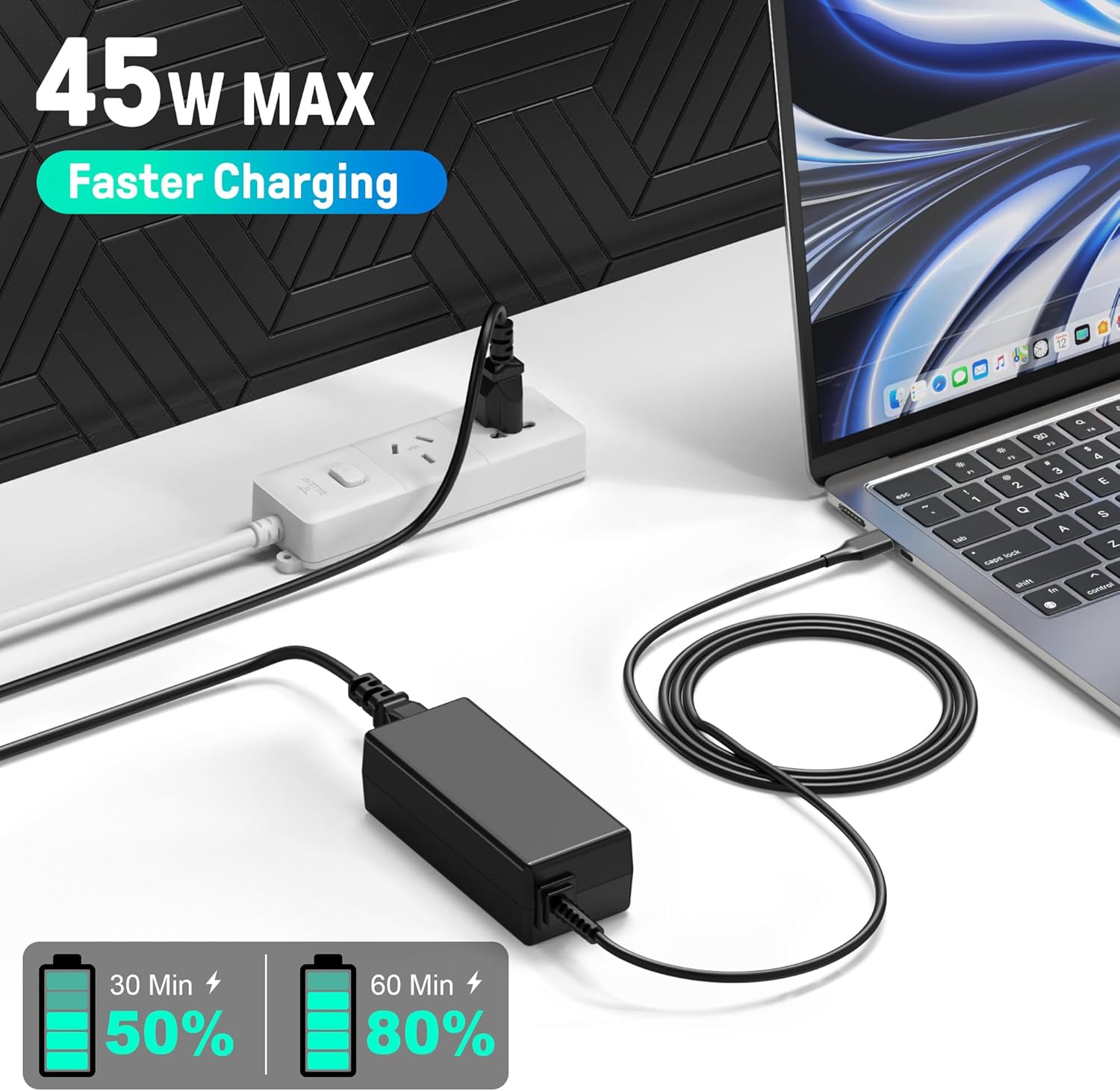 Cargador USB C para portátil de 45 W tipo C - Reemplazo para Acer,...