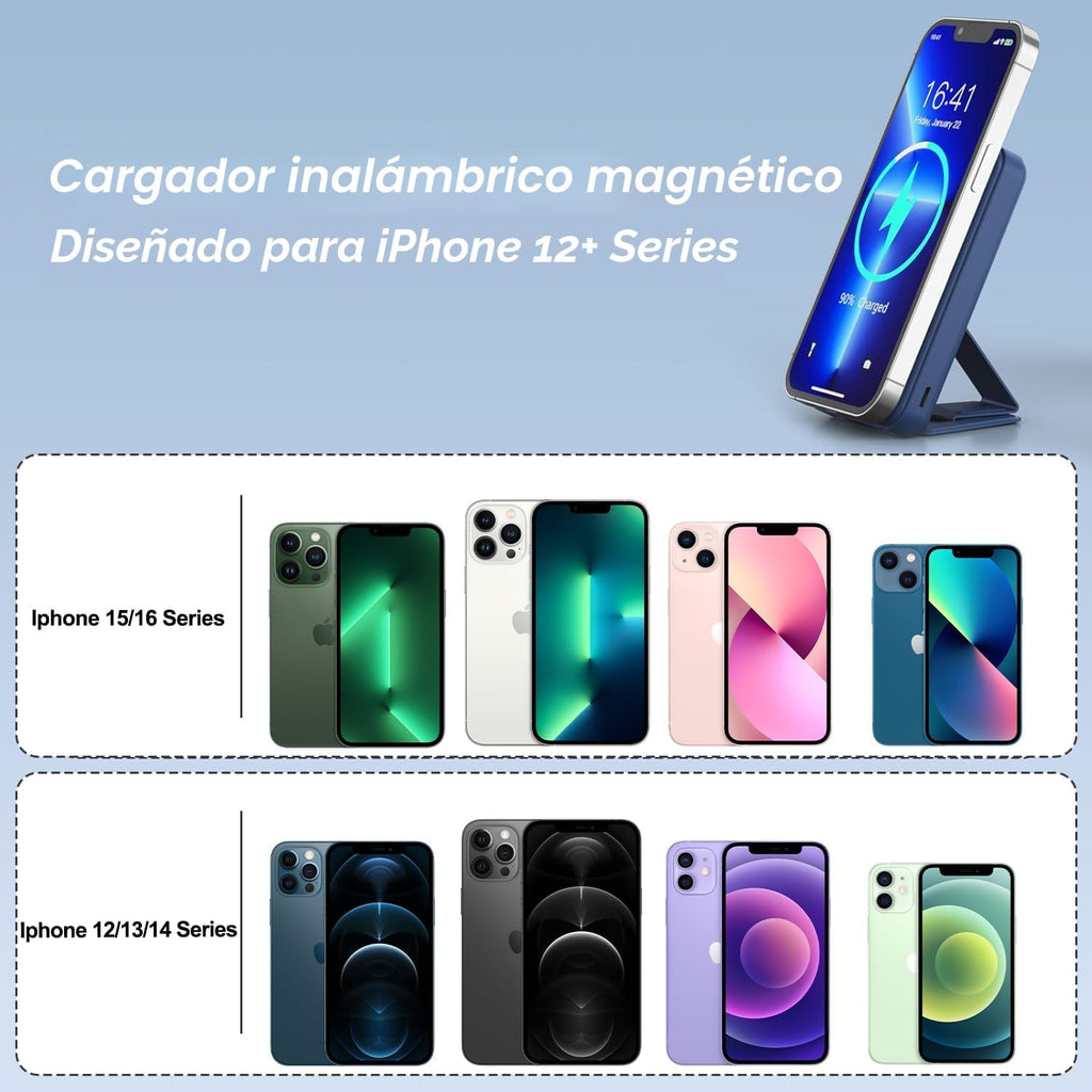 AOGUERBE Magsafe Power Bank, batería magnética plegable de 10000 mA...