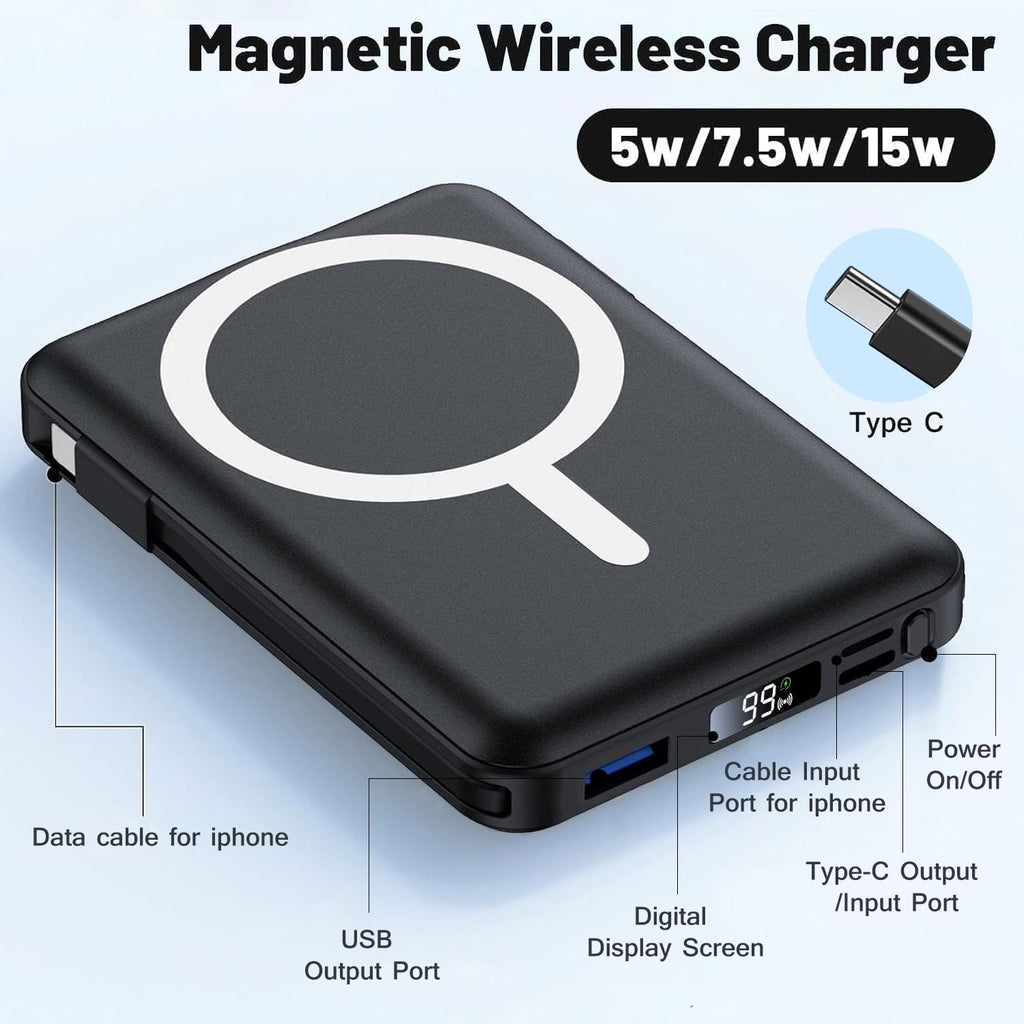 Azmuth Cargador portátil MagSafe, banco de energía magnético de 100...