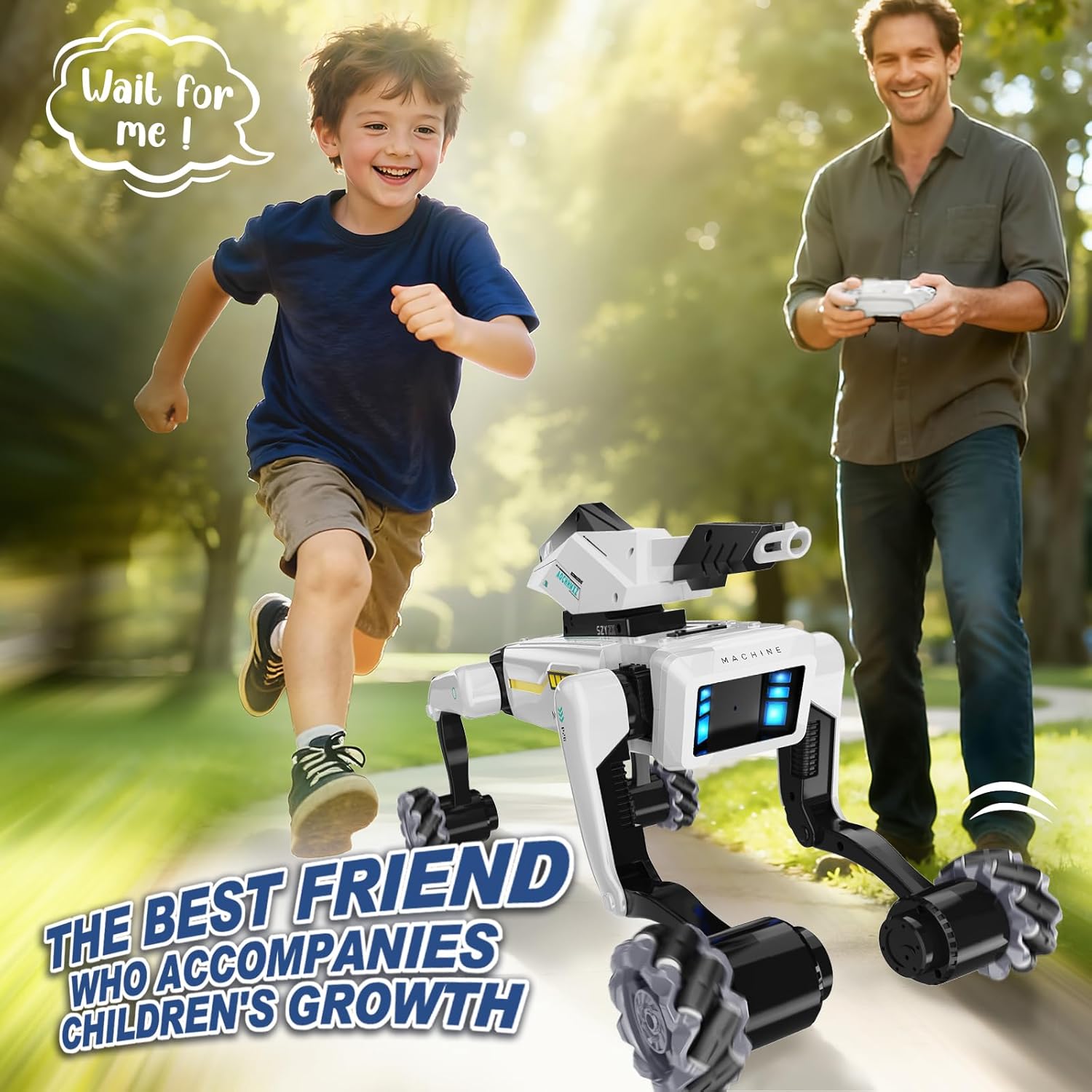 Kit de perro robot 3 en 1 con ruedas, más de 30 acciones biónicas,...