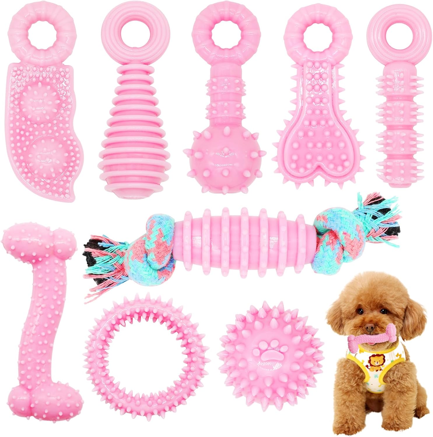 CGBD Juguetes para cachorros, paquete de 9 juguetes masticables par...