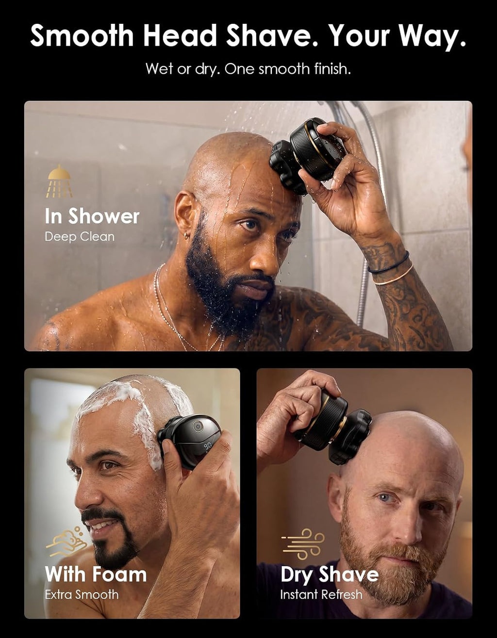 TEKARC Afeitadora de cabeza para hombres calvos, tecnología flotant...