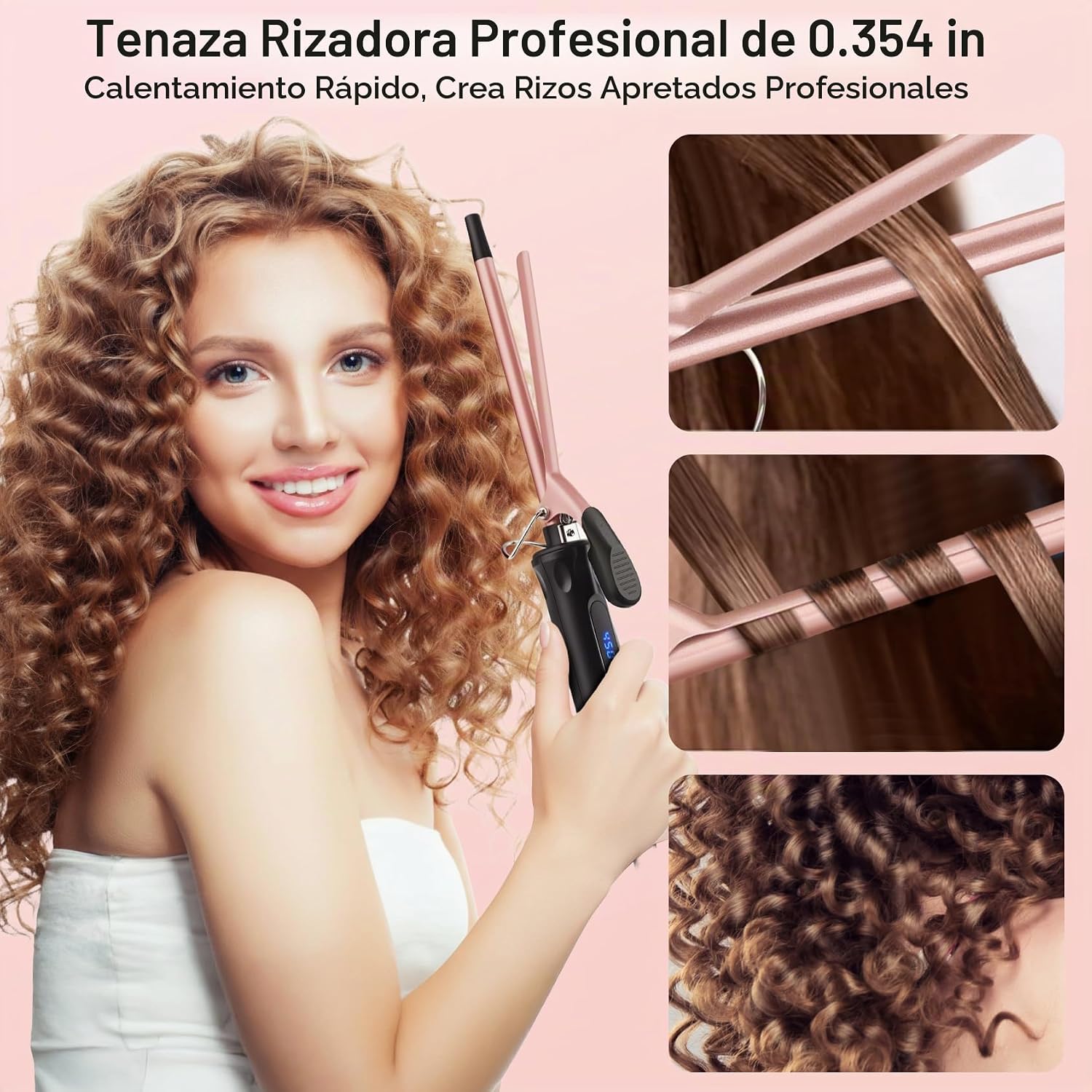 JAETON - Varita rizadora pequeña de 3\/8 pulgadas con temperatura a...