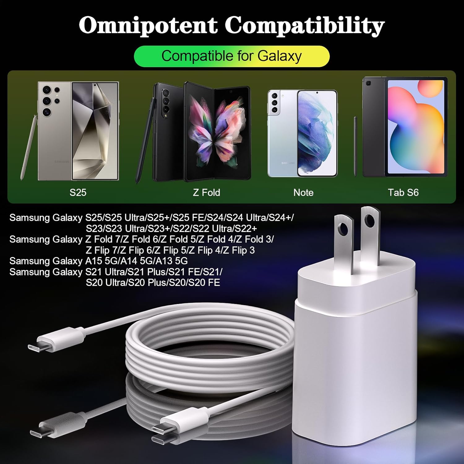 Cargador USB C súper rápido para Samsung, cargador Samsung de 25 W,...