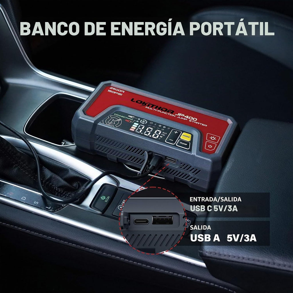 LOKITHOR JP400 Arrancador de batería con compresor de aire, 2500A 1...