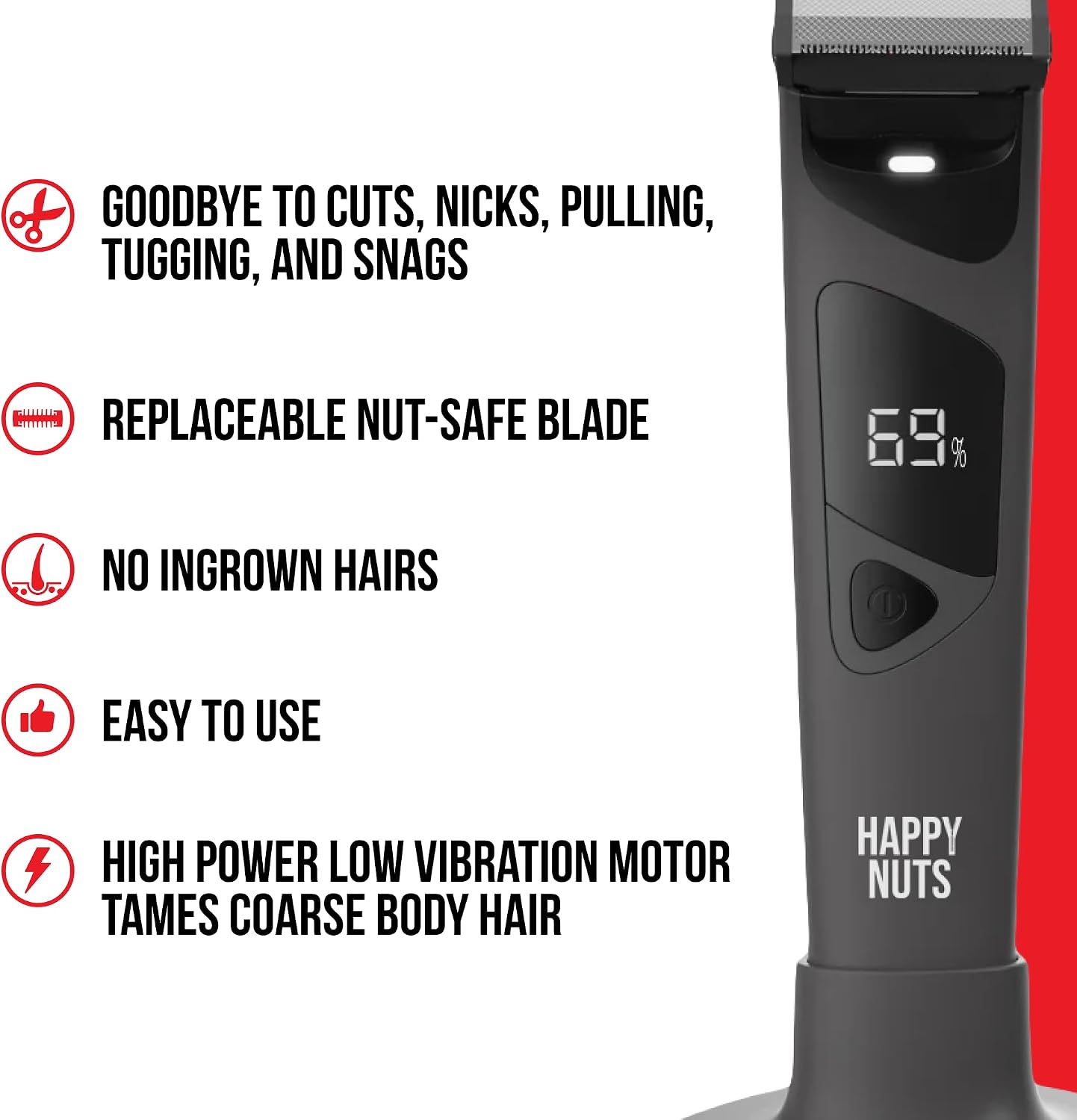 HAPPY NUTS The Ballber Pro - Cortadora eléctrica de ingle y vello c...