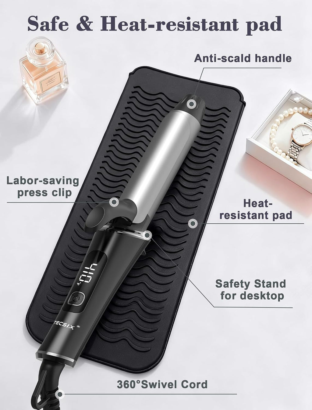 Mini rizador de viaje de 1 pulgada, voltaje dual 110-240 V con ench...