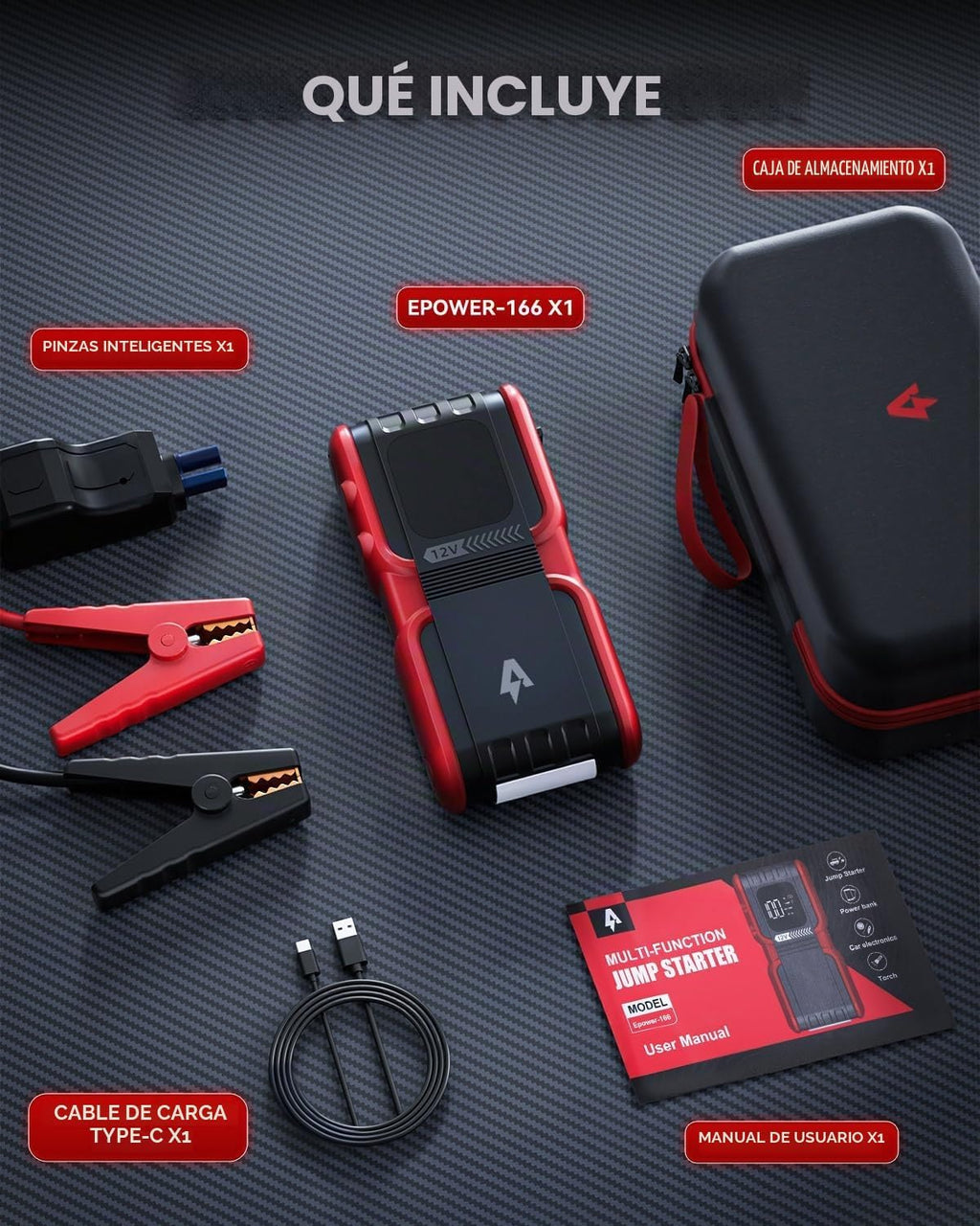Andeman Arrancador de auto 4000A con batería de 20000 mAh, paquete...