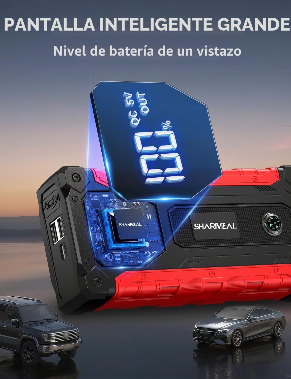 Sharmeal Arrancador de coche 8000A, paquete de batería de arranque...