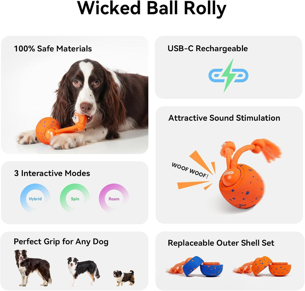Cheerble Juguete interactivo inteligente para perros, bola de rollo...