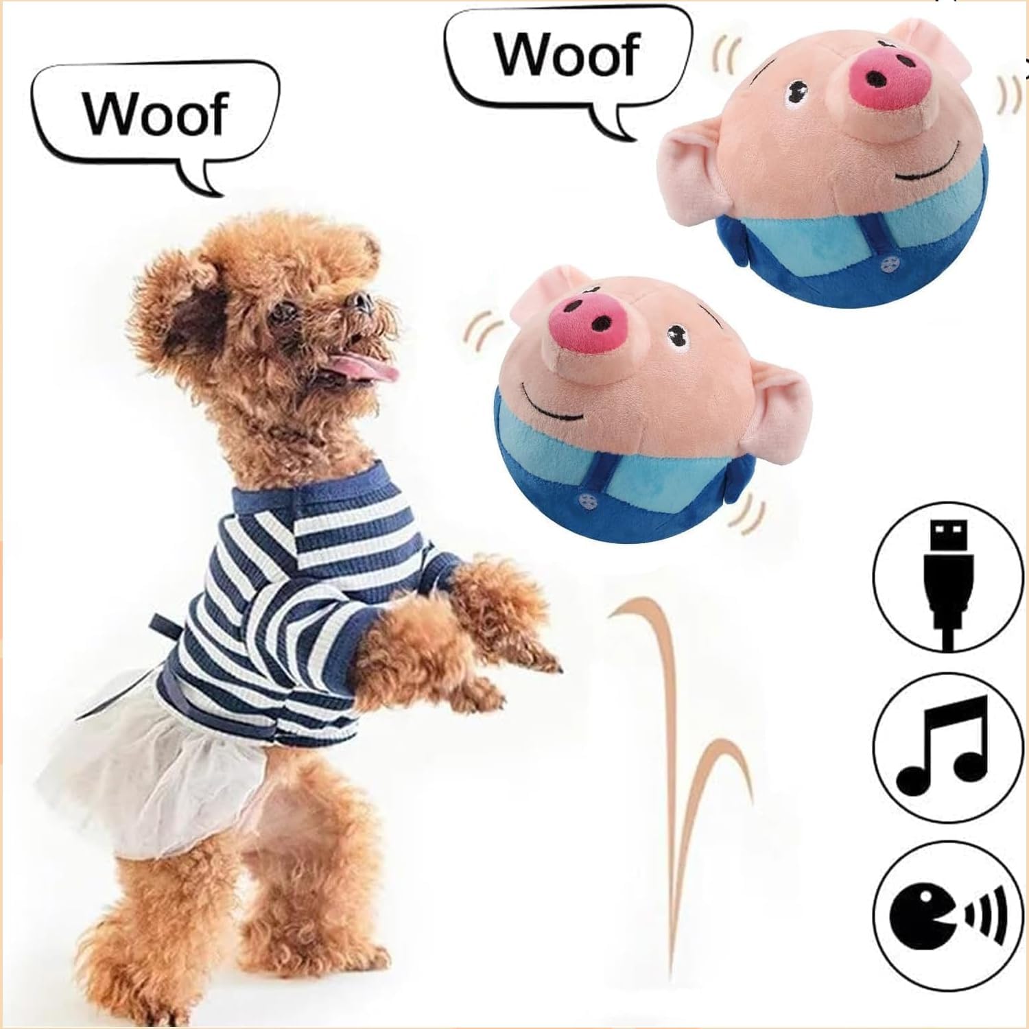 OTXKXBLP Juguete de Peluche Activo y en Movimiento para Mascotas, J...