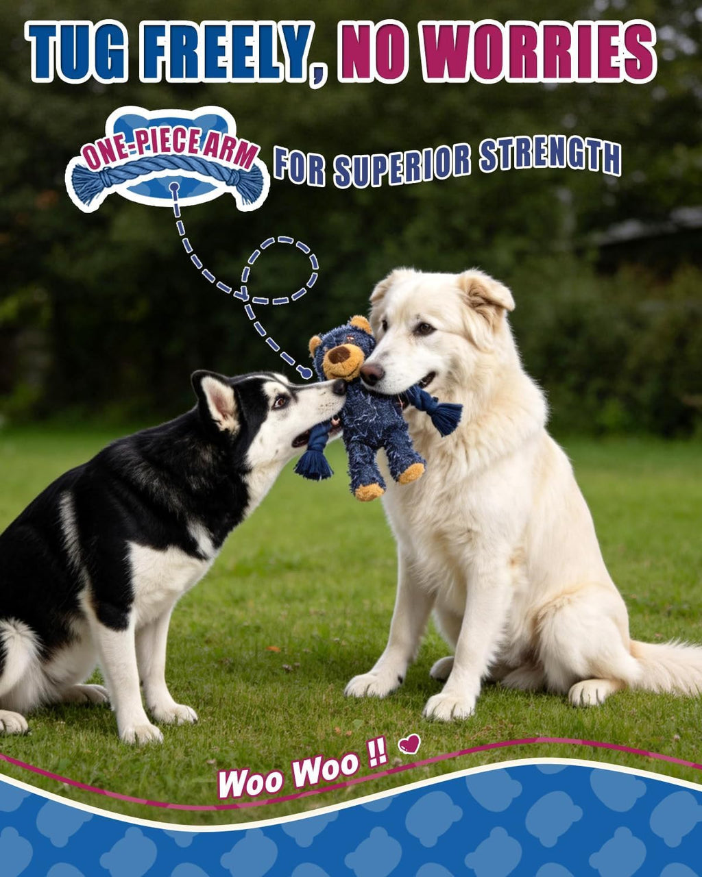 Pelemee Ragged Bear - Juguetes para perros para masticadores agresi...