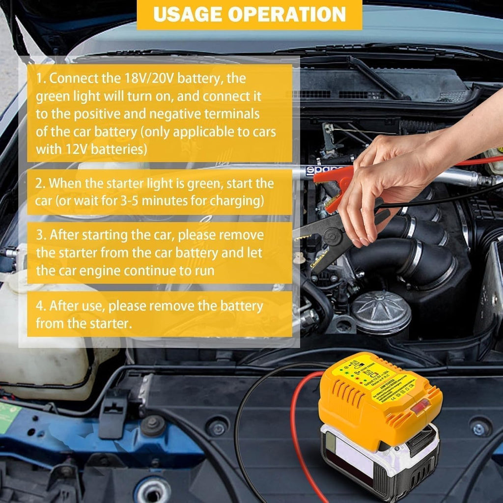 Adaptador de arranque de batería para Dewalt 20 V 60 V, cables de a...