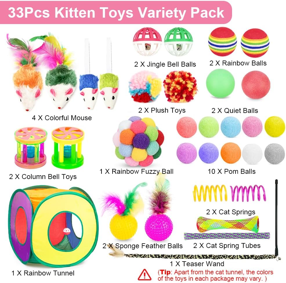 Retro Shaw Paquete de juguetes para gatos, 33 unidades, juguetes in...