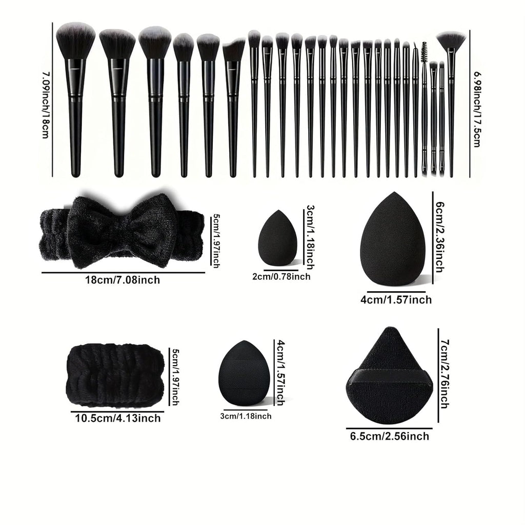 HGHDBT Juego de brochas de maquillaje negro de 36 piezas Kit de maq...
