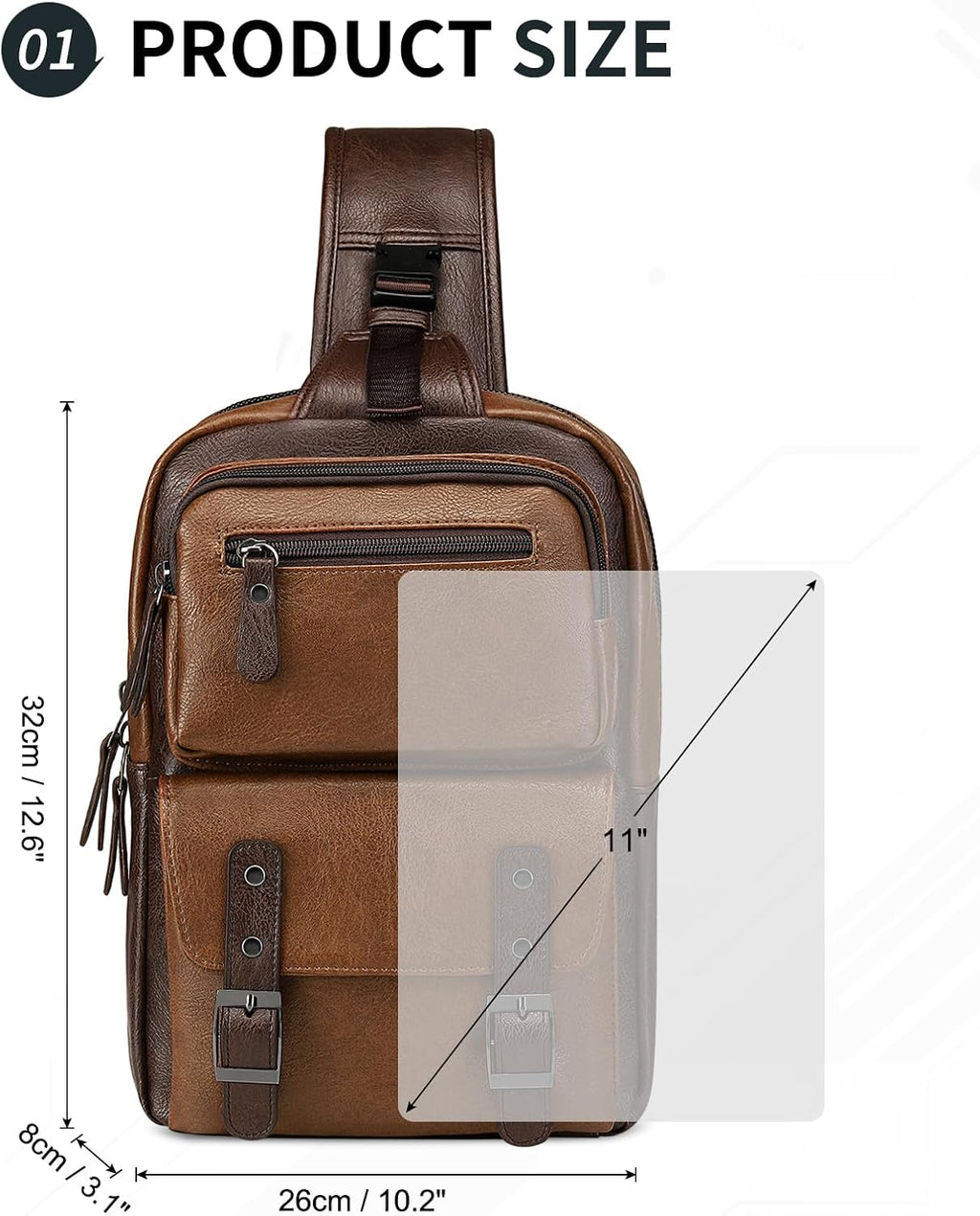 SUIKIHUM Mochila vintage de piel sintética, bandolera cruzada con c...