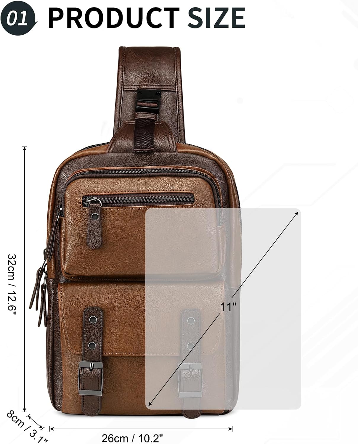SUIKIHUM Mochila vintage de piel sintética, bandolera cruzada con c...