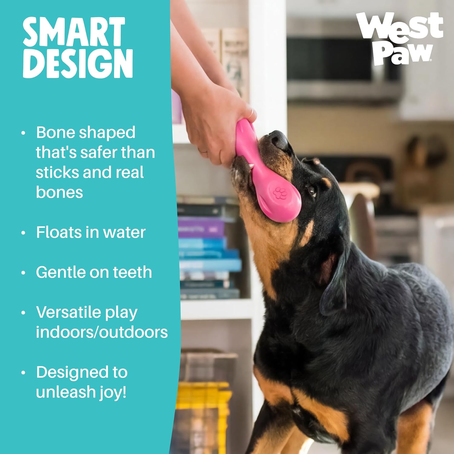 WEST PAW Zogoflex Hurley - Juguete masticable de hueso de perro \u2...