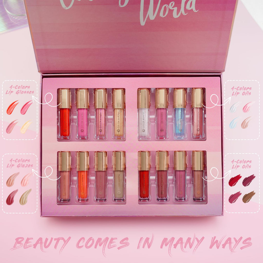 Color Nymph Colección de 16 piezas de brillo labial, brillo labial...