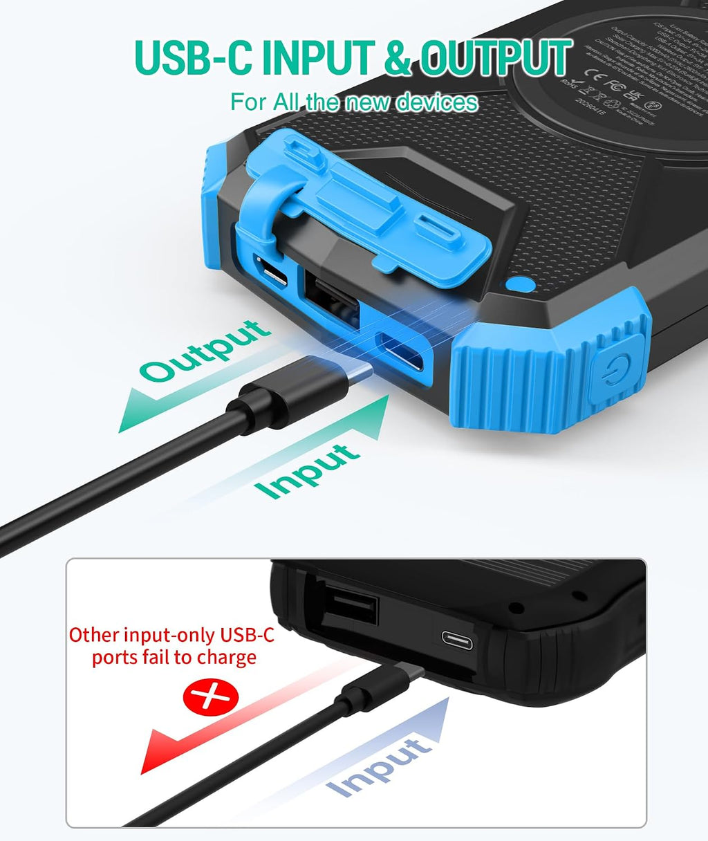BLAVOR - Paquete de batería externa solar, cargador inalámbrico Qi...
