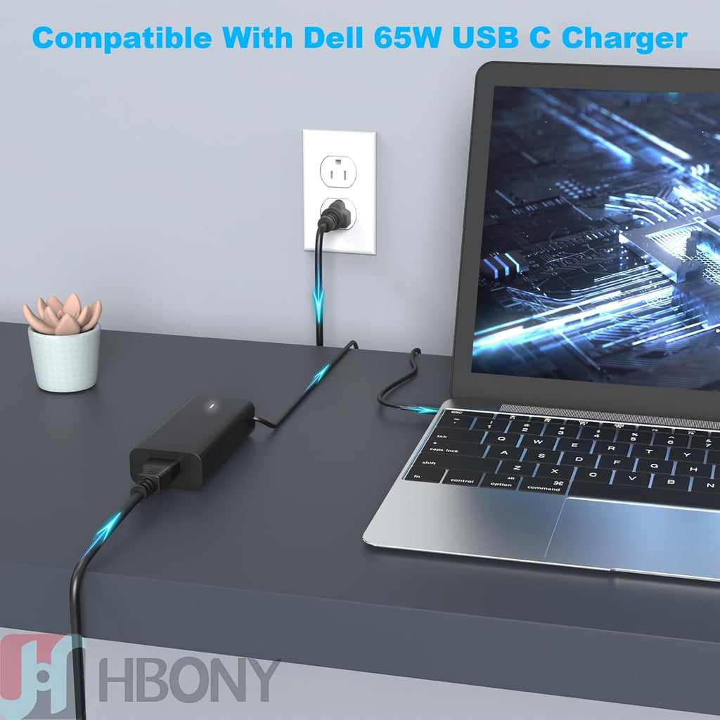 HBONY Cargador USB Tipo C de 65W 60W Compatible con Laptop Dell Lat...