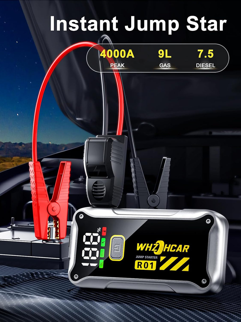 Arrancador de Coche, Arrancador de Batería de Coche de 12V 4000A (9...